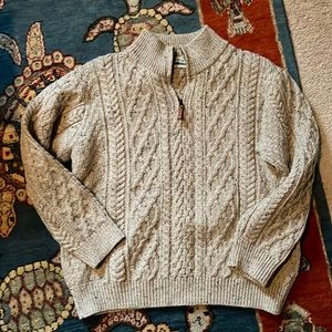 Aran Crafts Irish Merino Wool Quarter Zip Men’s Fisherman’s Sweater XXL